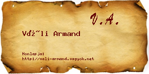 Váli Armand névjegykártya